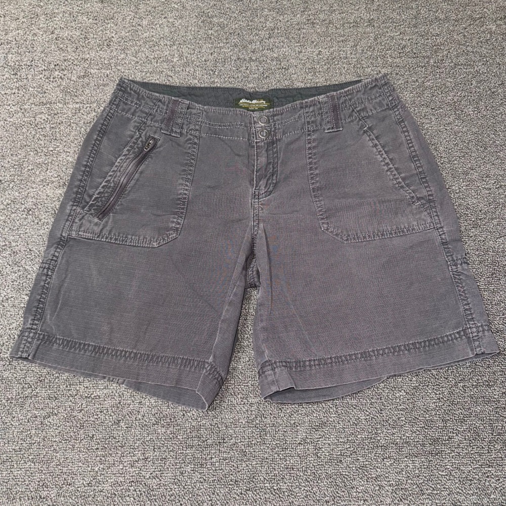 Eddie Bauer Blakely Fit Cargo Shorts Gray Ripstop Cotton Utility Hiking Womens 4